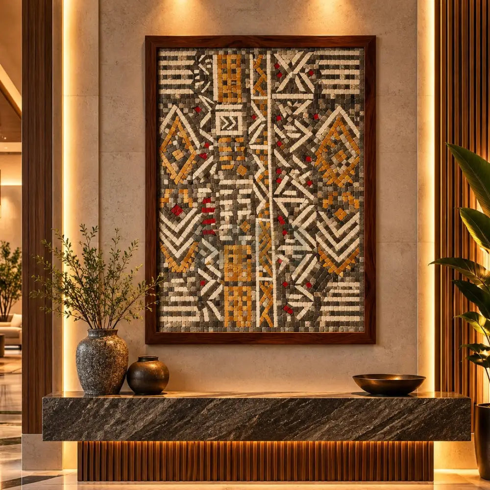 Desert Matrix – Premium Stone Mosaic Abstract Wall Art for Antique Home Decor