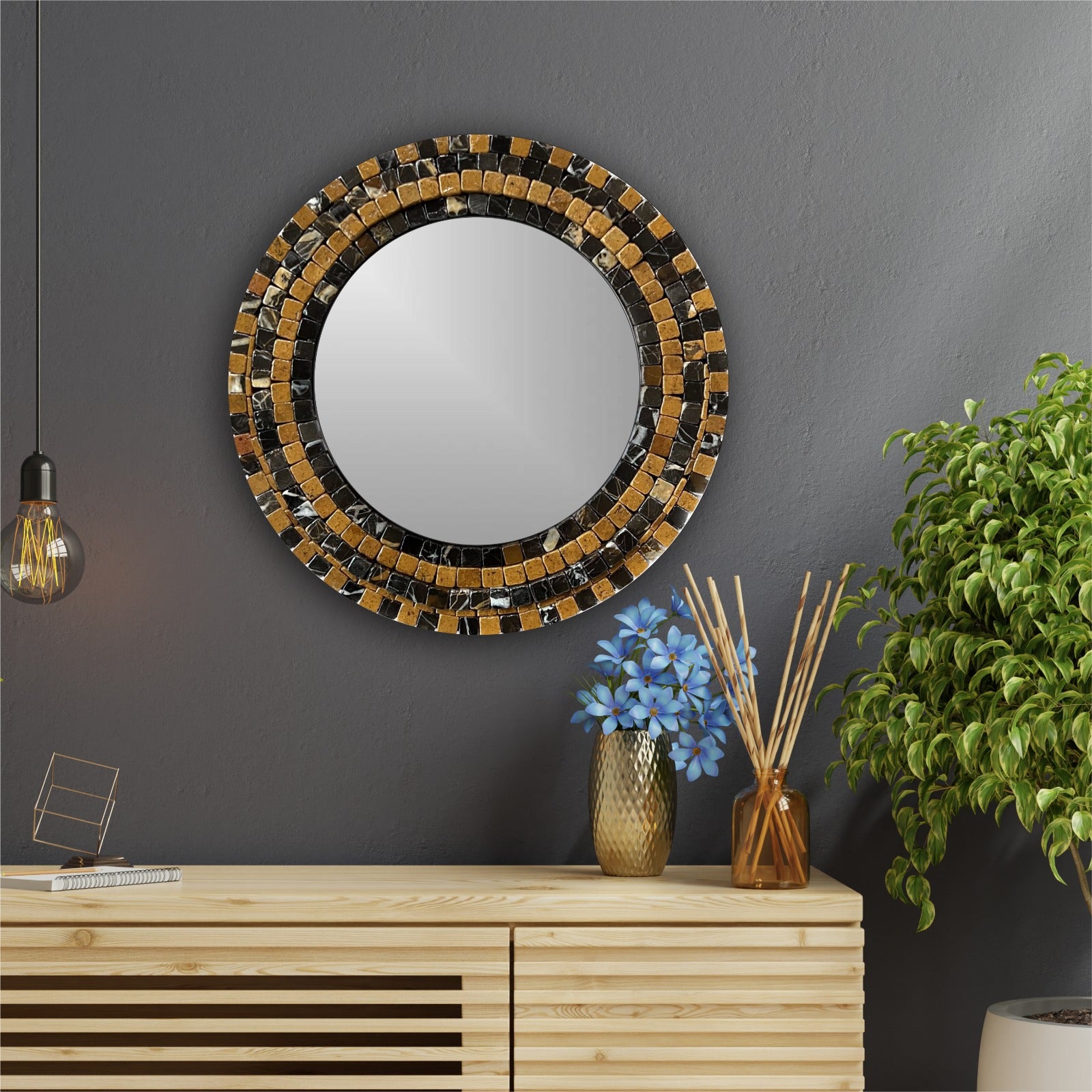 MIRROR MOSAIC | Mustard Black - Mosaic By Qureshi's