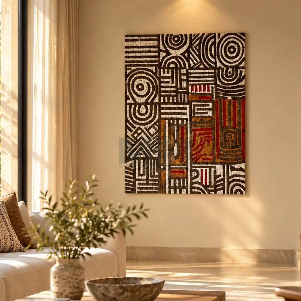 Eclipse Geometrix – Premium Abstract Mosaic Wall Art for Antique Home Decor - 32”x24”