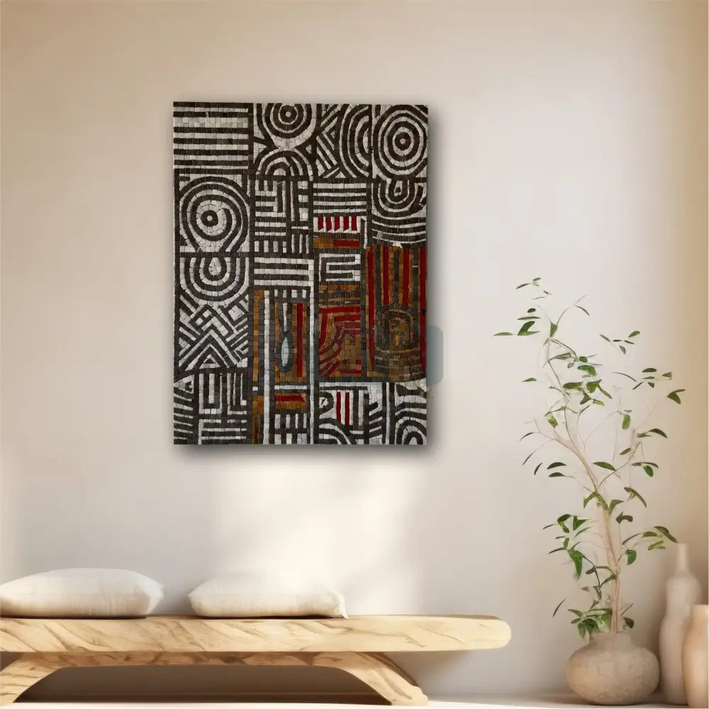 Eclipse Geometrix – Premium Abstract Mosaic Wall Art for Antique Home Decor 32”x24”