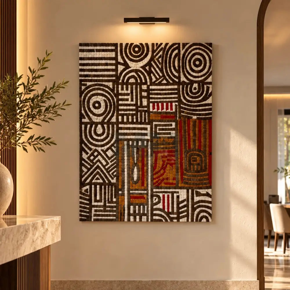 Eclipse Geometrix – Premium Abstract Mosaic Wall Art for Antique Home Decor - 32”x24”