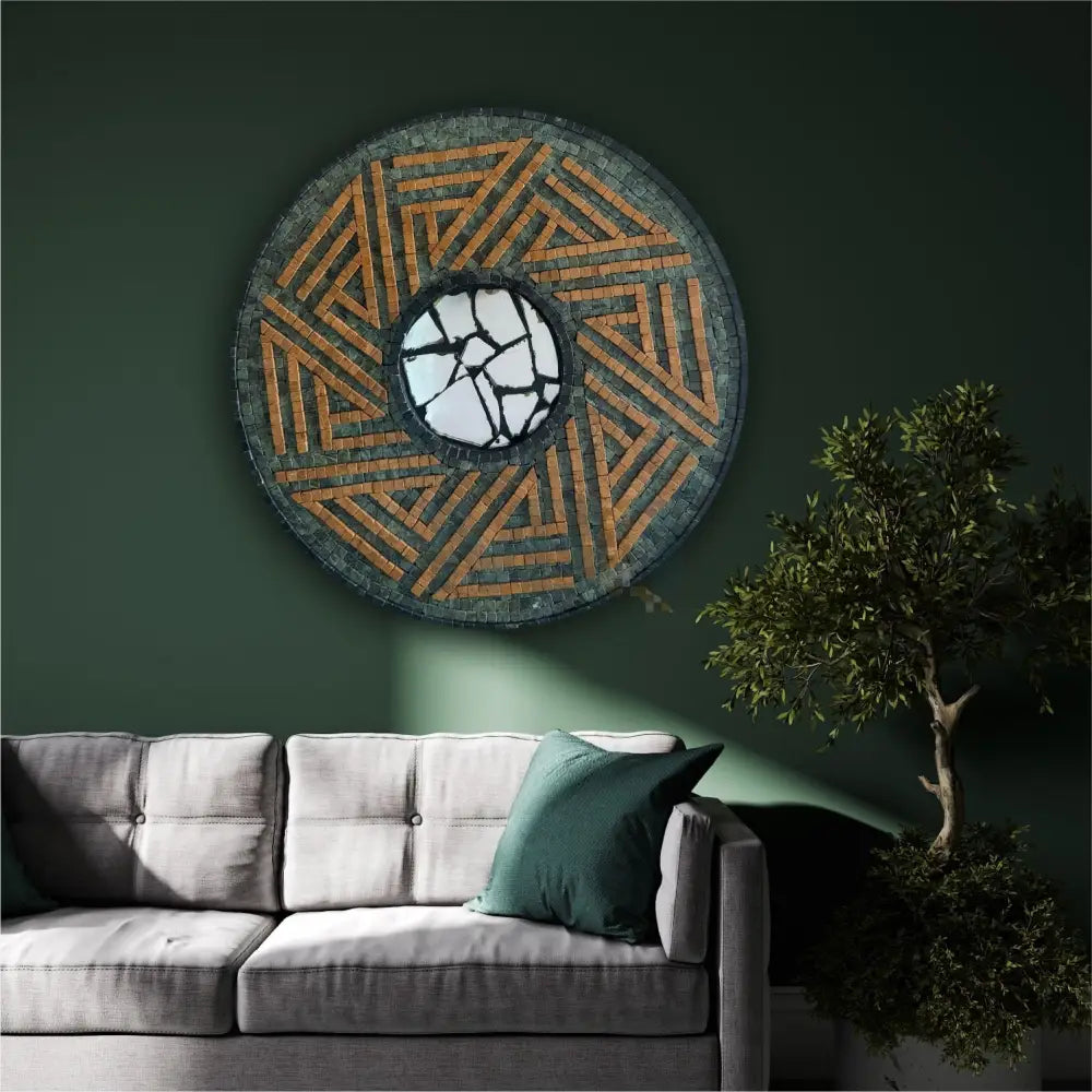 Elegant ’Allah Hu Akbar’ Islamic Kufic Calligraphy in Green & Golden Stones Wall Hangings