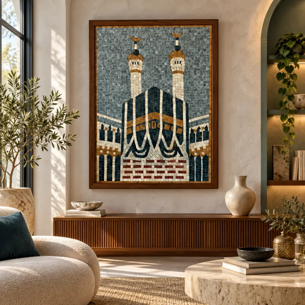 Exquisite Khana Kaaba Stone Wall Hanging - Spiritual Home Accent - Wall Hangings