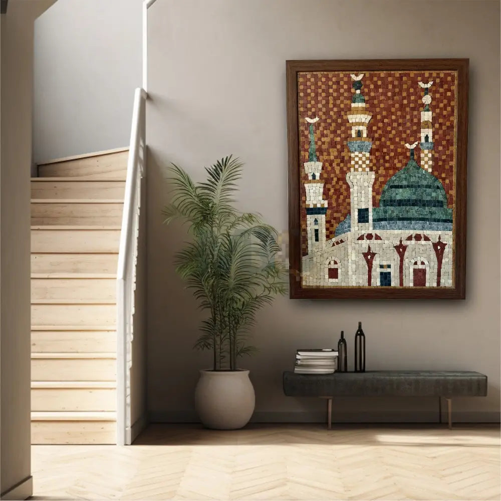 Mosaic Hangiong of Masjid Nabwi for ready to hang on walls, Modern artworks