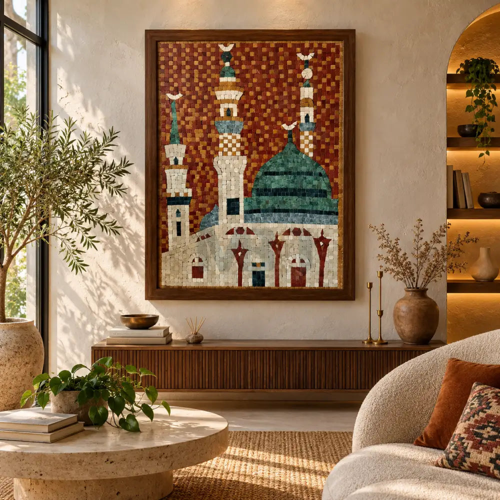 Exquisite Masjid Nabwi Stone Wall Hanging - Spiritual Home Accent - Wall Hangings