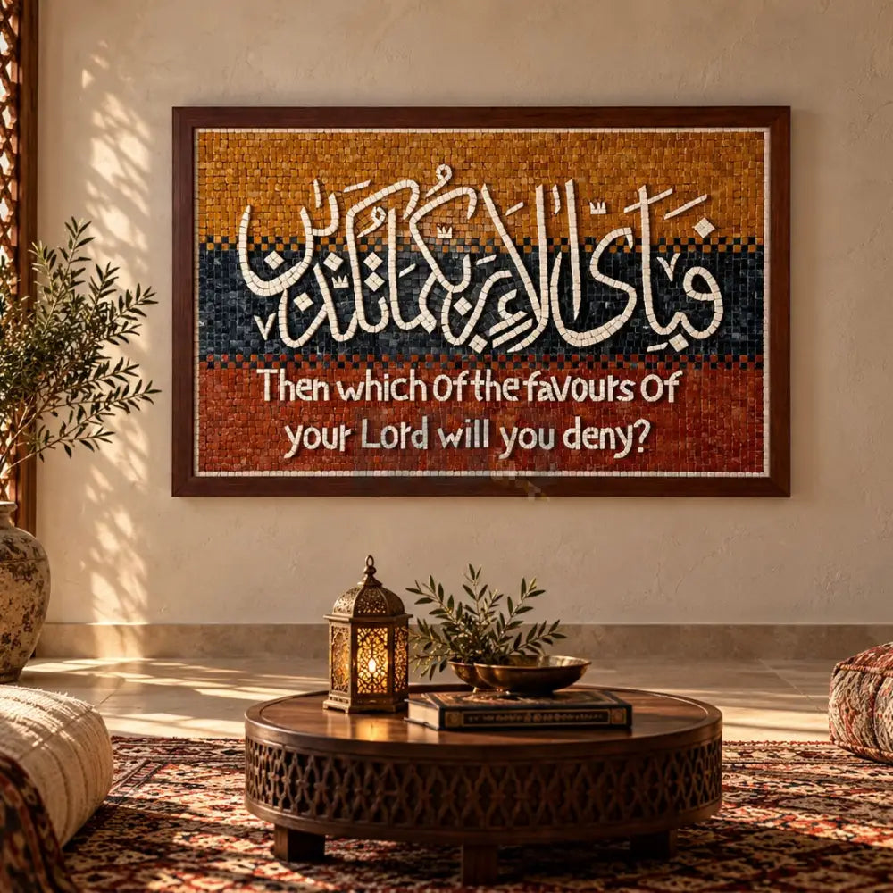 Fabiallah Islamic Wall Art: Handcrafted Islamic Wall Art with Translation - 42”X32” - Wall Hangings