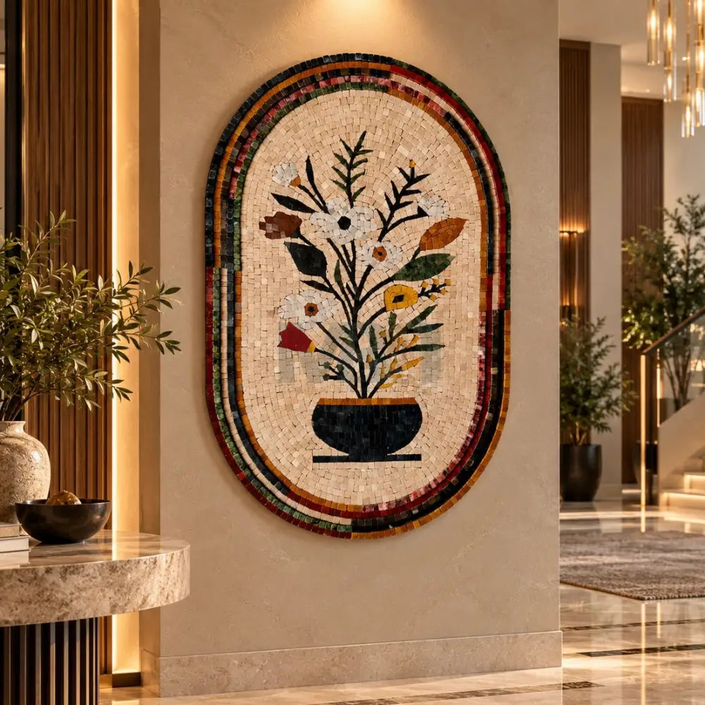Floral Elegance Mosaic Art Hanging - Luxury Mosaic Wall Art for Quirky Home Decor - Wall Hangings