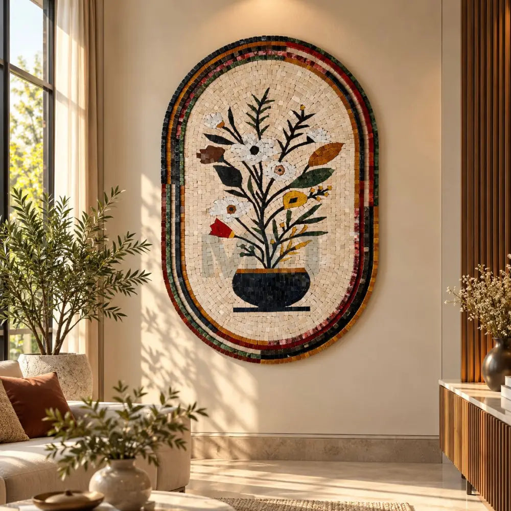 Floral Elegance Mosaic Art Hanging - Luxury Mosaic Wall Art for Quirky Home Decor - Wall Hangings