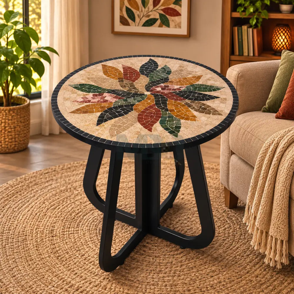 Floral Harmony Mosaic Coffee Table - 16” x 16” x 20”