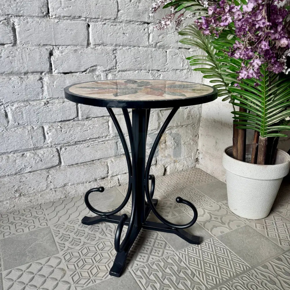 Floral Harmony Mosaic Coffee Table - Ornate Curve Base for Western Home Decor 16” x 16” x 20”