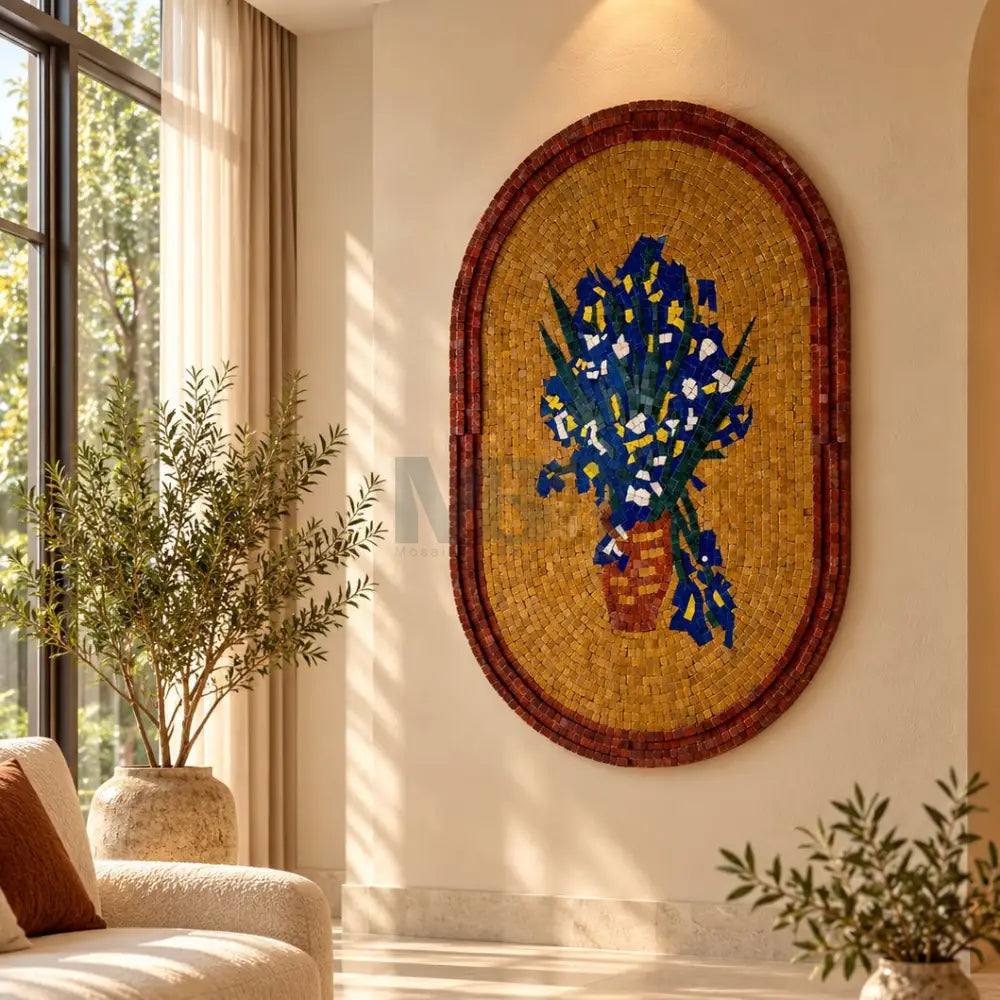 Floral Mosaic Vase Wall Hanging – Artisan Stone Artwork - Wall Hangings