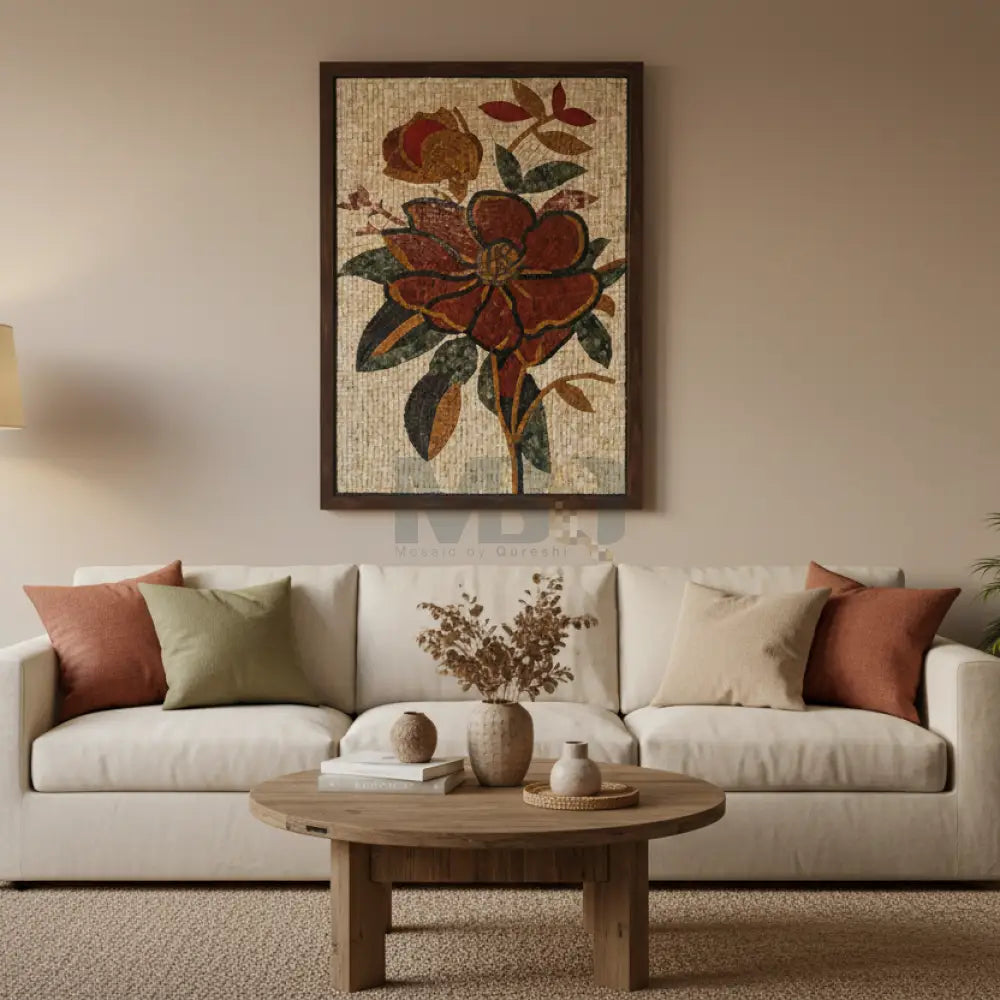 Floral Mosaic Wall Hanging – Artisan Stone Artwork 42’’x32’’ Wall Hangings