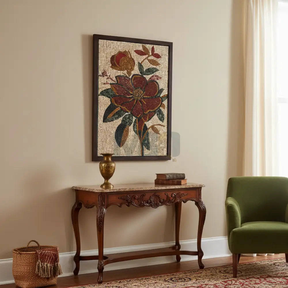 Floral Mosaic Wall Hanging – Artisan Stone Artwork 42’’x32’’ Wall Hangings