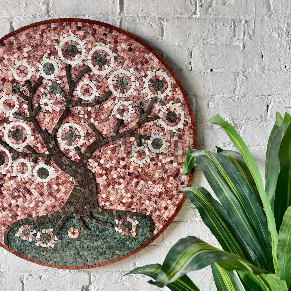 Flourishing Blossom Roots – Artistic Mosaic Stone Wall Art for Country Home Decor Wall Hangings