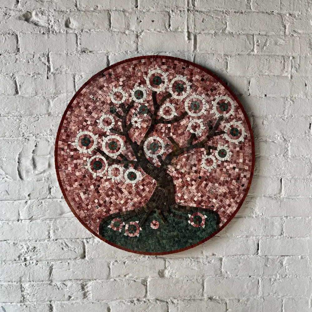 Flourishing Blossom Roots – Artistic Mosaic Stone Wall Art for Country Home Decor Wall Hangings