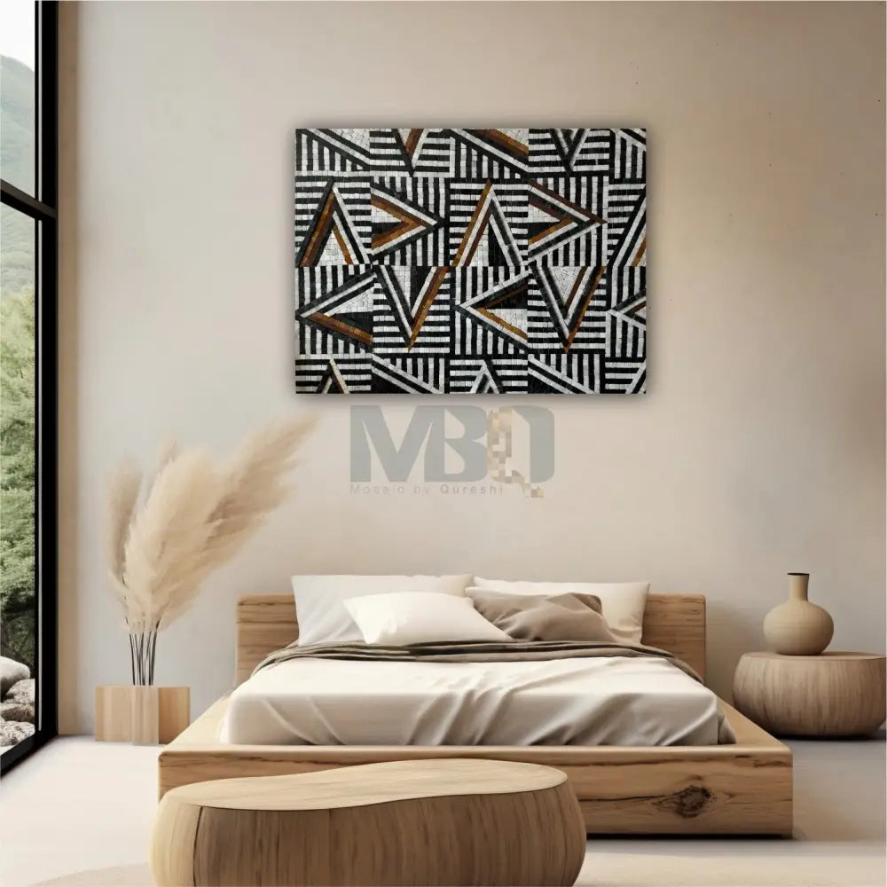 Geometric Rhythm – Bespoke Mosaic Elegance with Flawless Precision 32”x24”