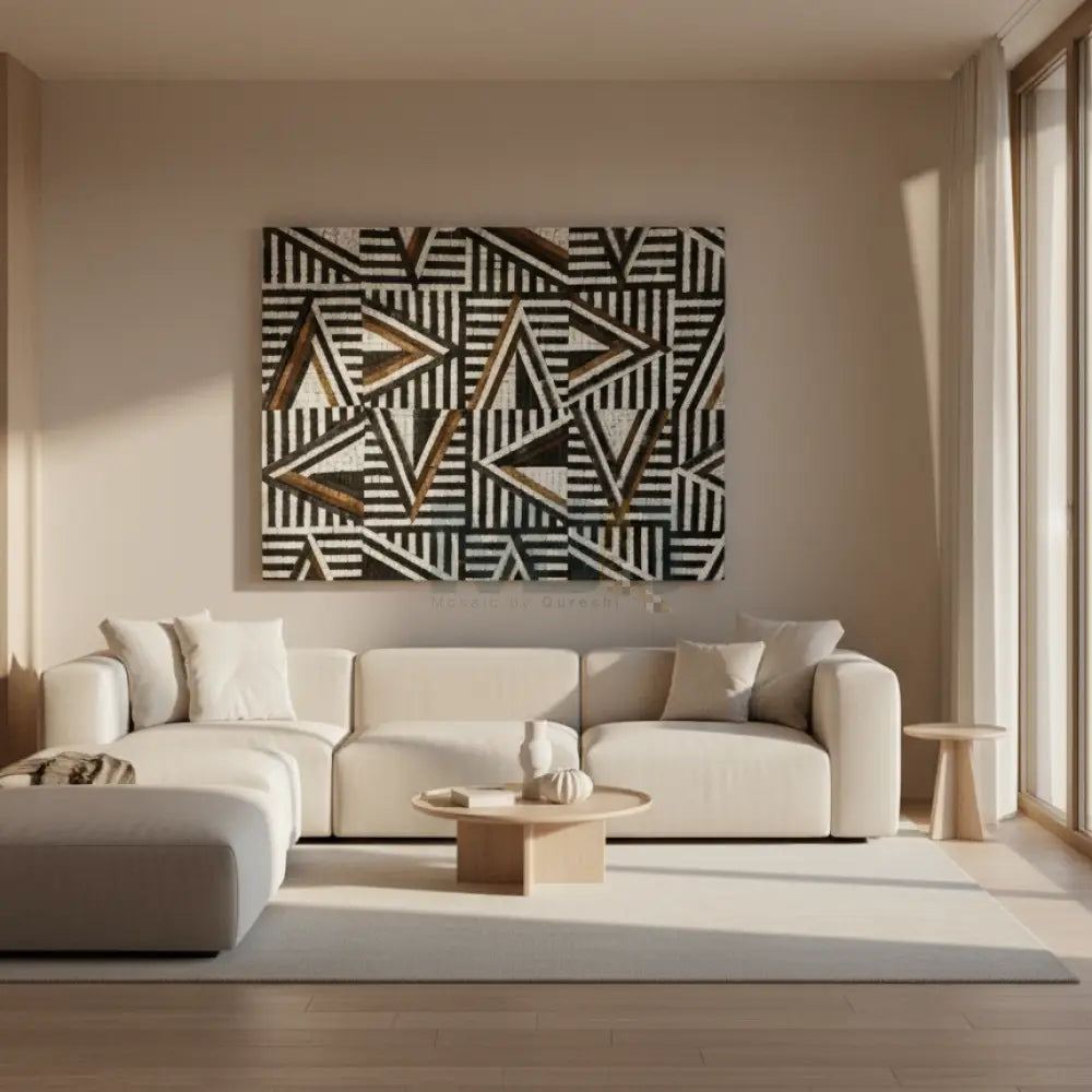Geometric Rhythm – Bespoke Mosaic Elegance with Flawless Precision 42’’x32’’
