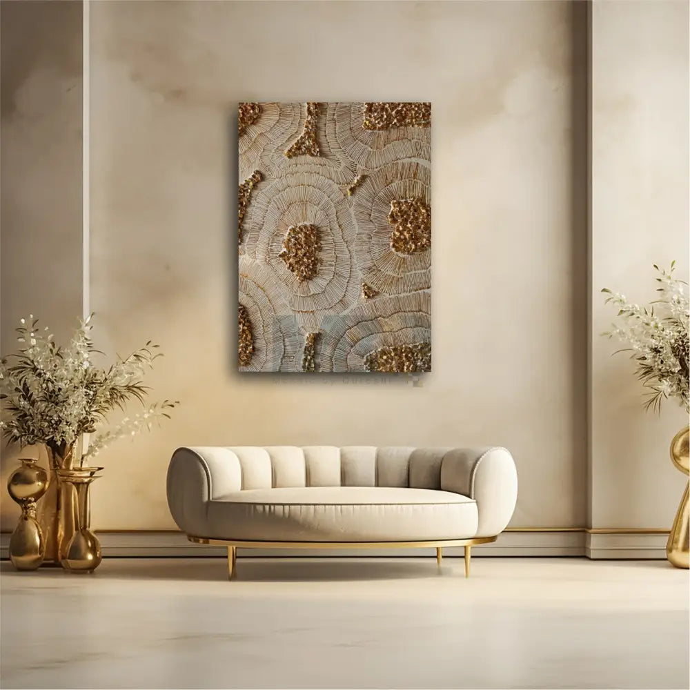 Golden Echo Luxe Mosaic Wall Art – Handcrafted Textured and Artistic Stonework 32” x 24”