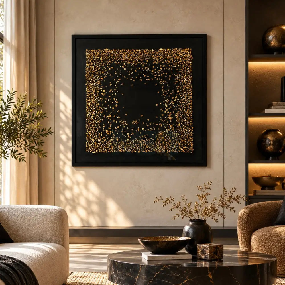 Golden Spark Mosaic Wall Piece - Handcrafted Luxe Décor for Country Home Decor - Wall Hangings