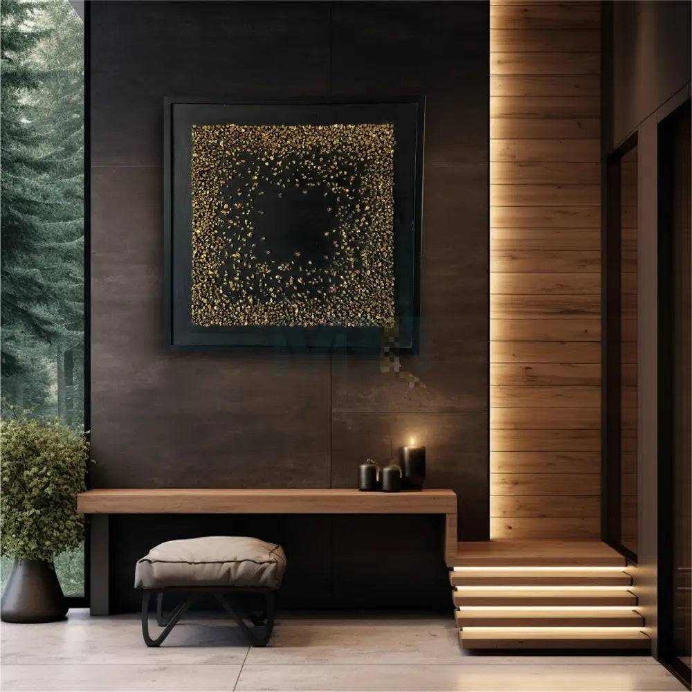 Golden Spark Mosaic Wall Piece - Handcrafted Luxe Décor for Country Home Decor Wall Hangings