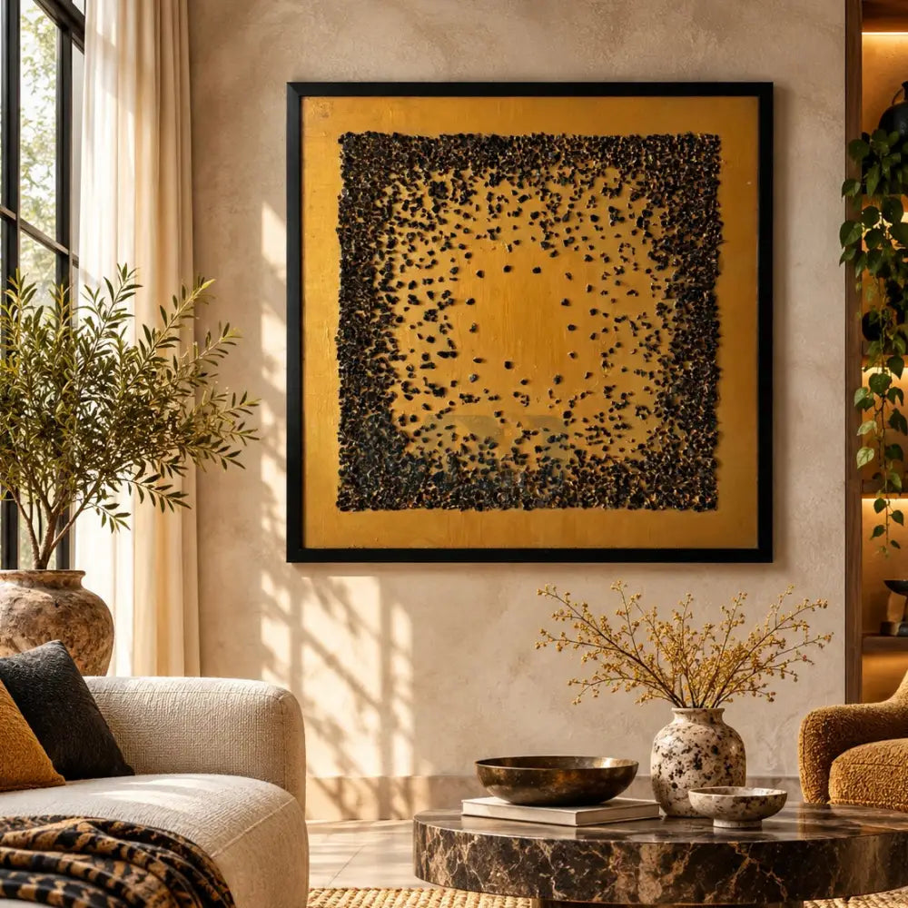 Golden Spark Mosaic Wall Piece - Handcrafted Luxe Décor for Western Home Decor - Wall Hangings