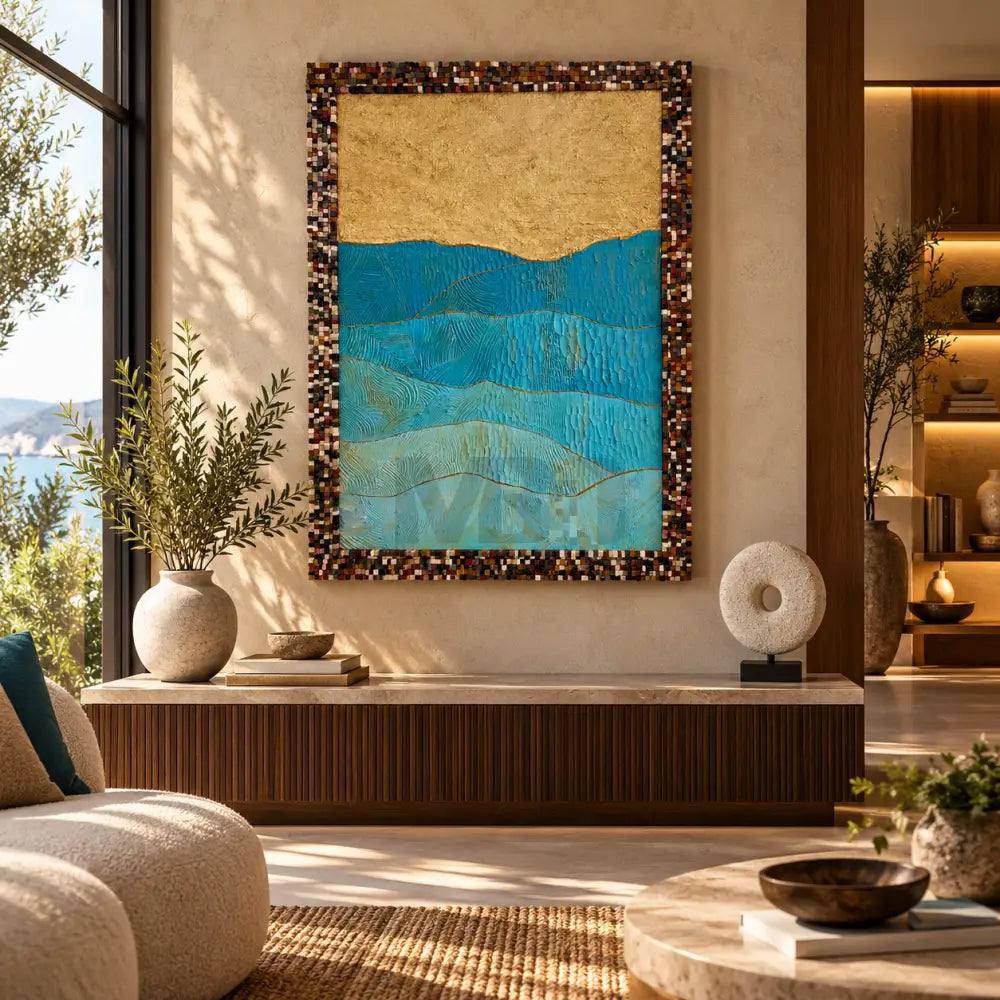 Golden Tides Mosaic - Signature Texture Art Mosaic Perfect for Amazing Walls - 48’’ x 36’’