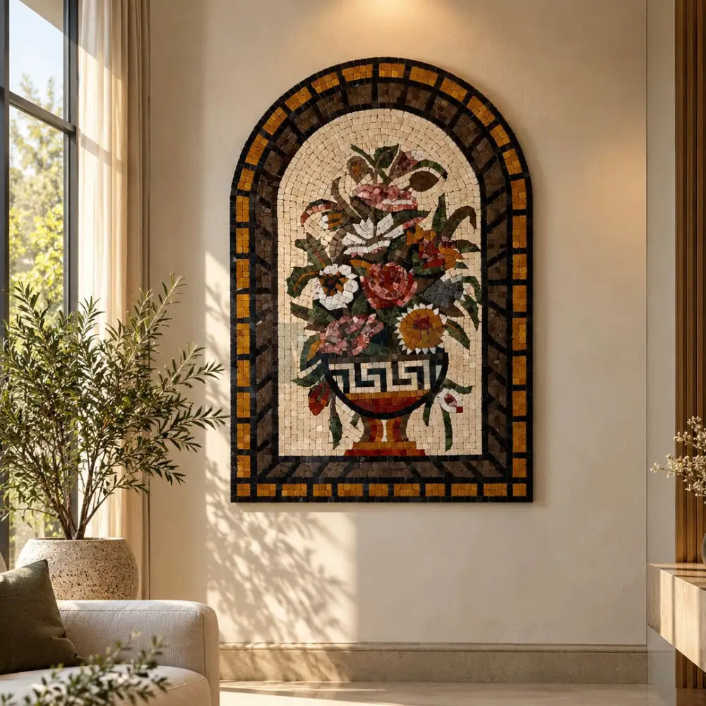 Grecian Petals Premium Handcrafted Mosaic - Hanging Wall Decor for Quirky Home Decor - Wall Hangings