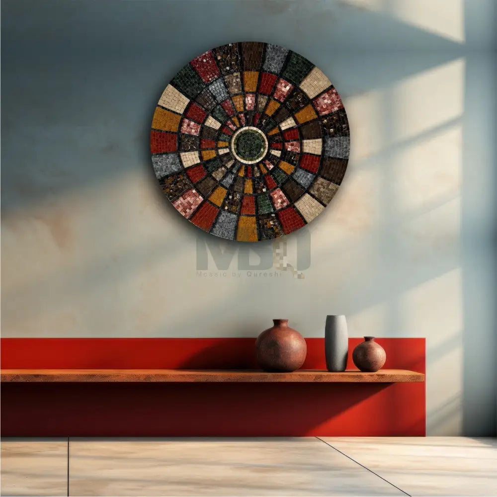 Handcrafted Mosaic Medallion - Luxury Stone Artwork for Country Home Decor Wall Hangings
