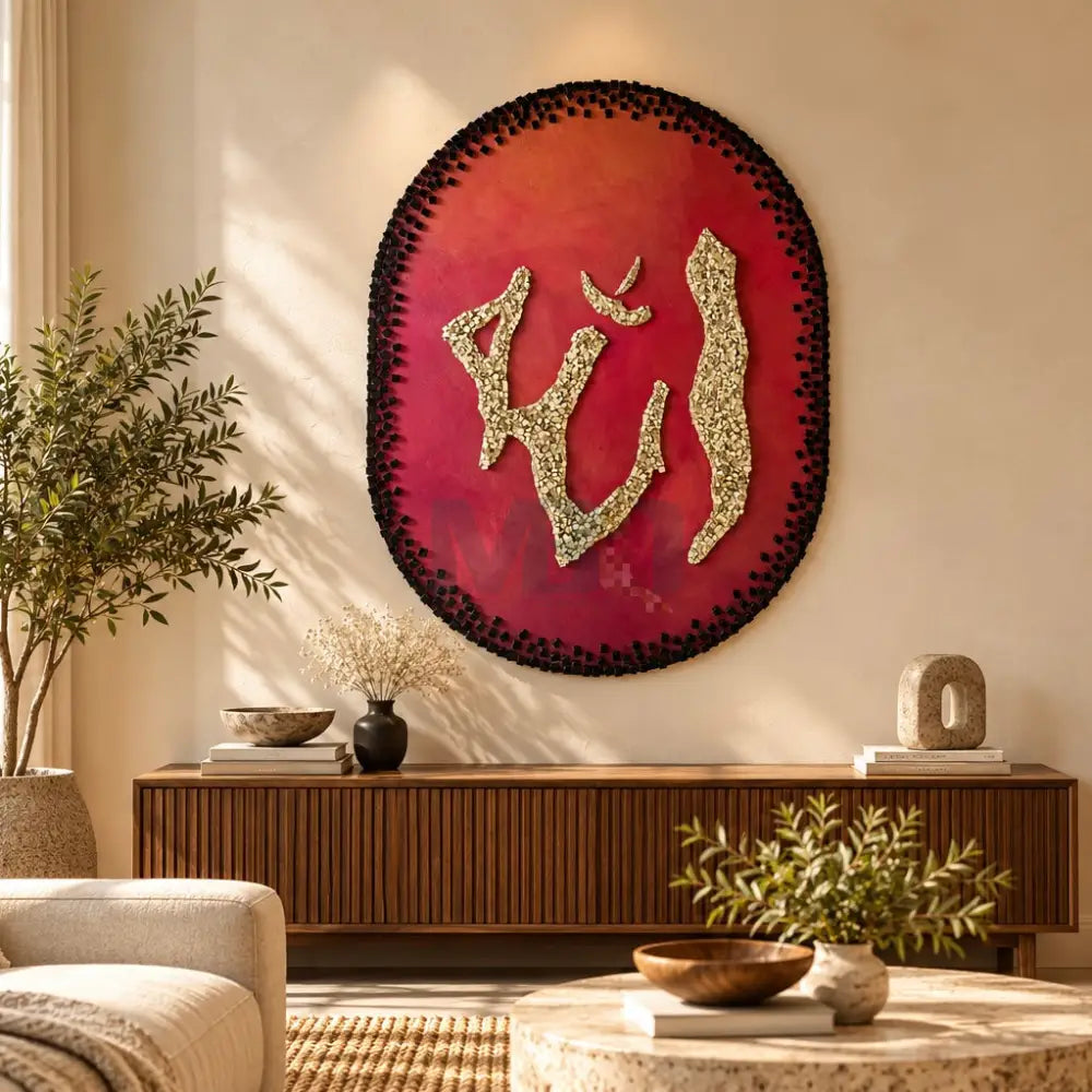 Handcrafted Stone Design with ’Allah’ - The Silent Word - 48”x36” - Wall Hangings