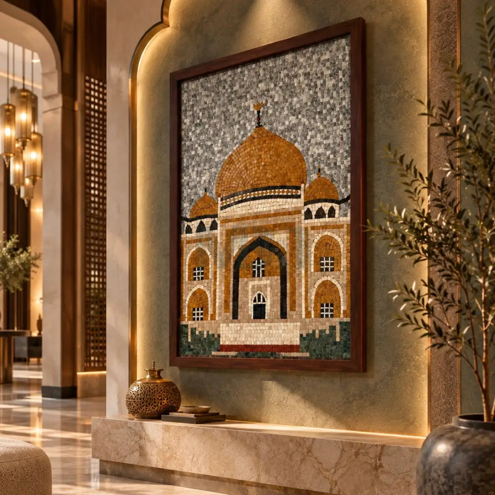 Handcrafted Taj Mahal Stonework Decorative Hanging - Premium Craftmanship - 30’’x42’’ - Wall Hangings