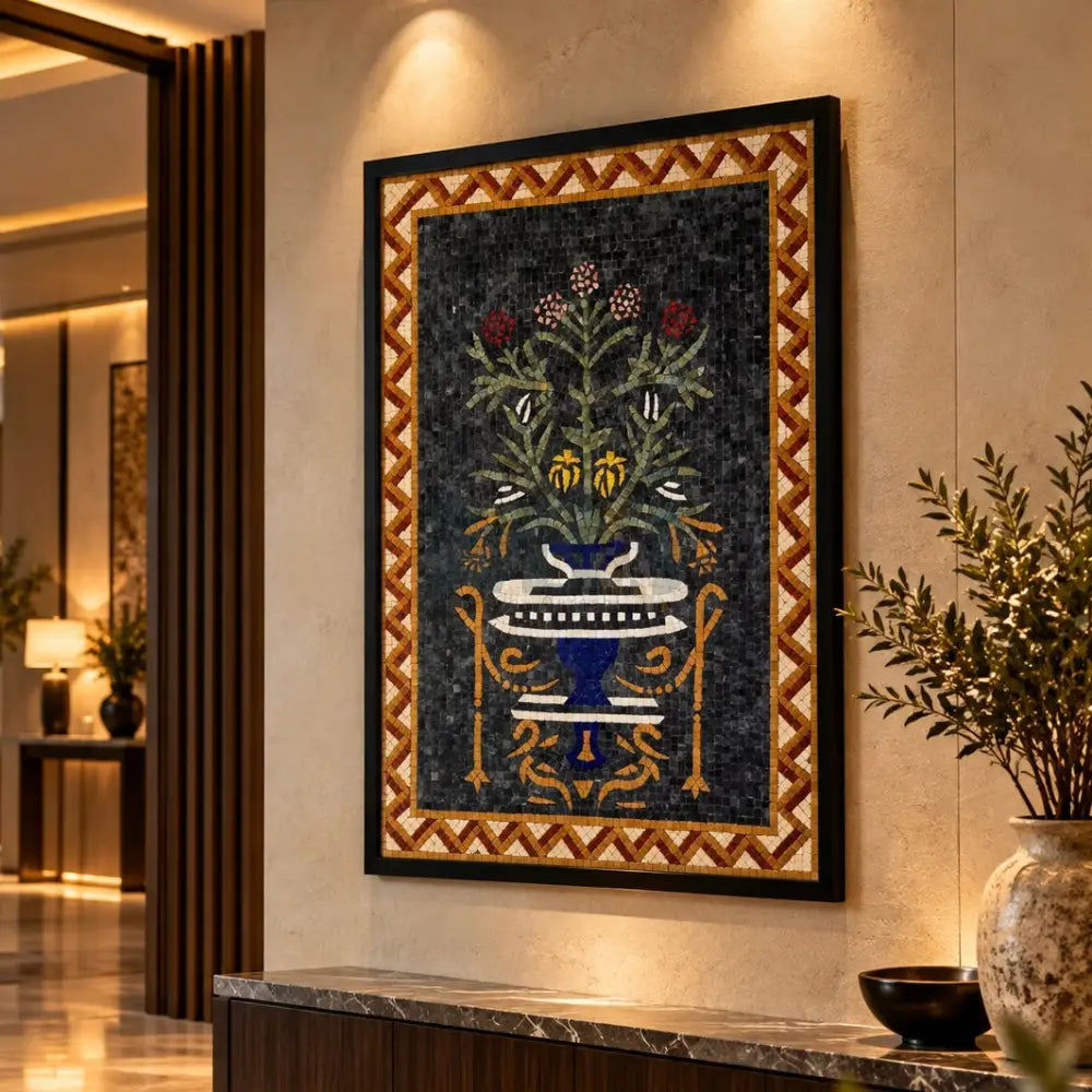 Handmade Floral Vase Art Frame | Luxury Decorative Wall Art - 42’’ x 32’’