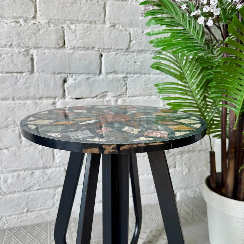 Indoor Vibrant Multicoloured Stone Coffee Table for Reception Space 16” x 16” x 20”