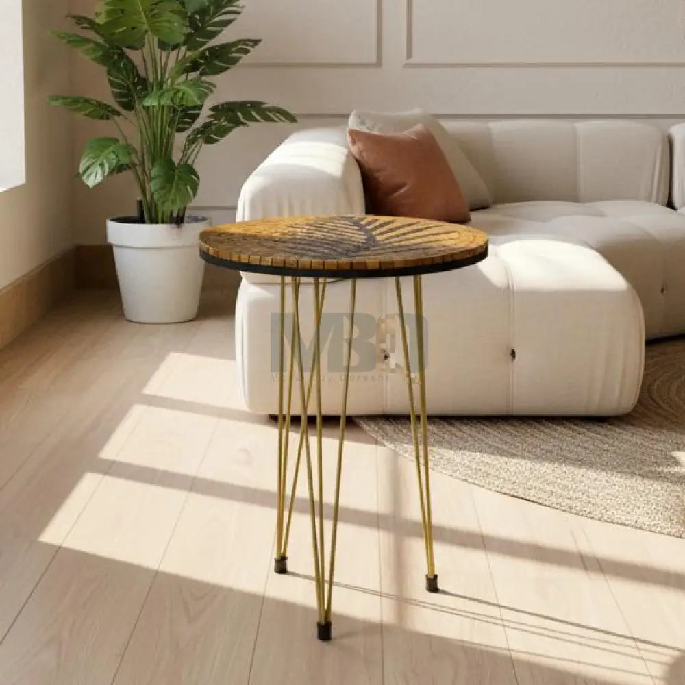 Lux Gold Mosaic Nesting Tables with Black Palm Motif