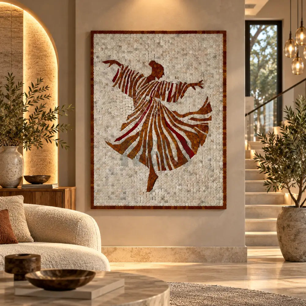Luxury Mosaic Wall Art – Artisan-Crafted Abstract Stone Design for Art Intellectuals