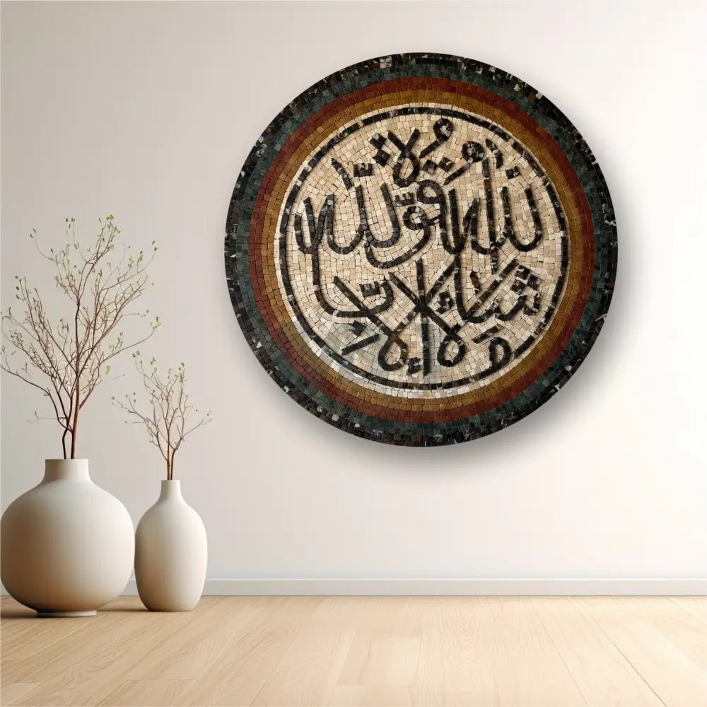 Mashallah La Quwwata Illa Billah Calligraphy Round Design Islamic Wall Art 32’’x32’’ Wall Hangings