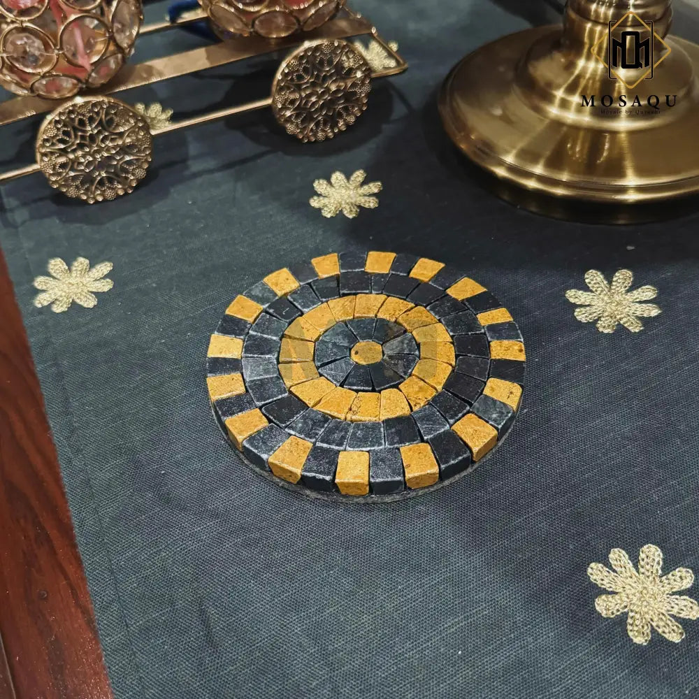 Midnight Gold Handmade Coaster for Antique Home Decor 6 PCS