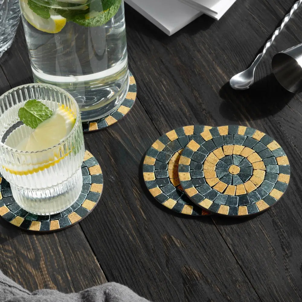 Midnight Gold Handmade Coaster for Antique Home Decor 6 PCS
