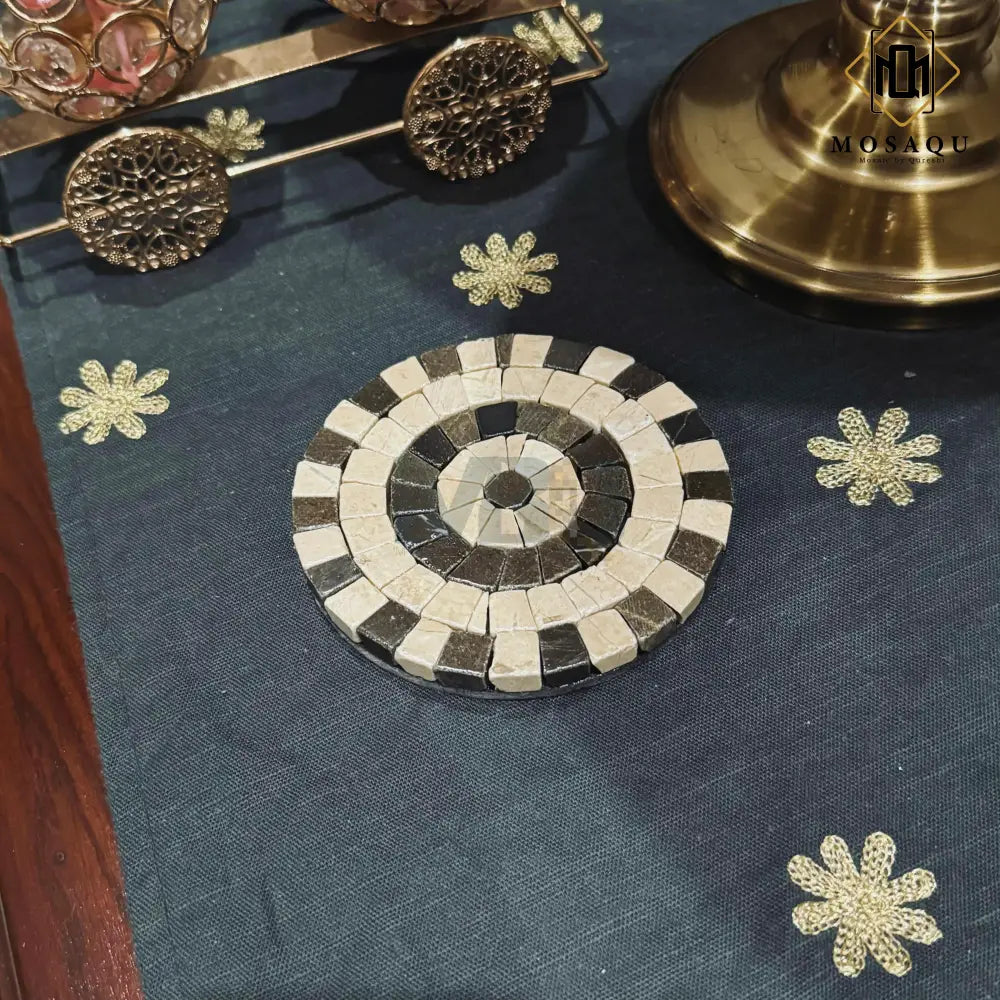 Mocha Creme Handmade Coaster With Subtle Mosaic Patterns 6 PCS