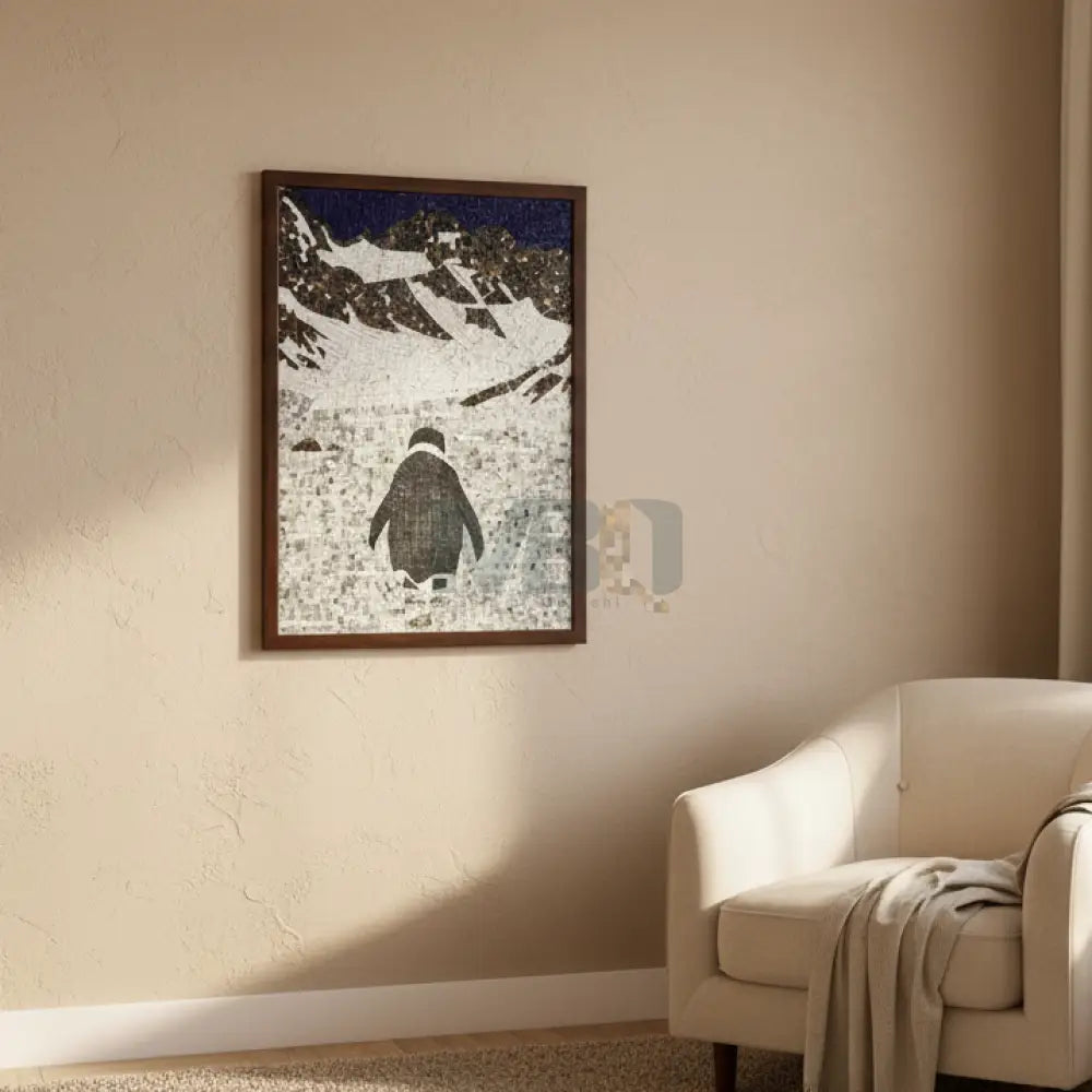 Mosaic Penguin Story Artwork – Handcrafted Decorative Wall Art 42’’ x 32’’