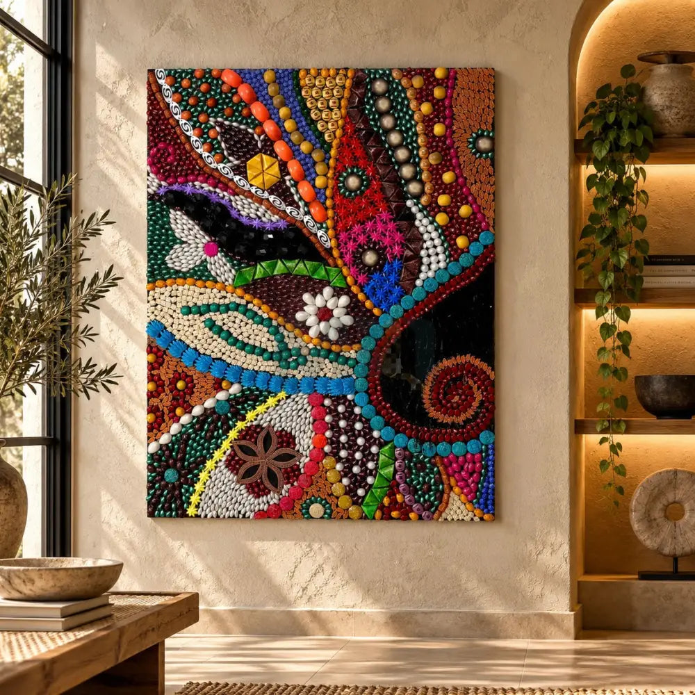 Mystical Mosaic – Handcrafted Mosaic Wall Art with Antique Stones - 32’’x24’’