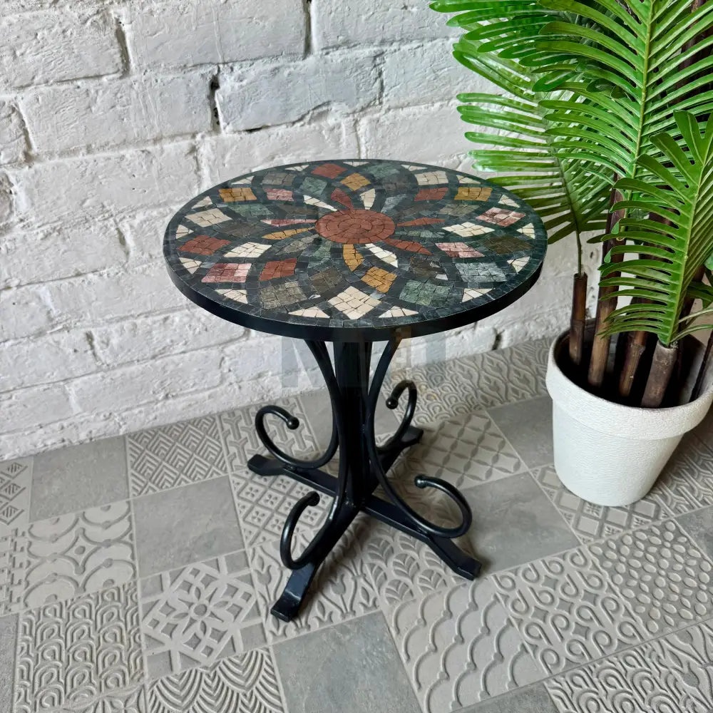 Outdoor Vibrant Multicoloured Stone Coffee Table for Creative Studios 16” x 16” x 20”