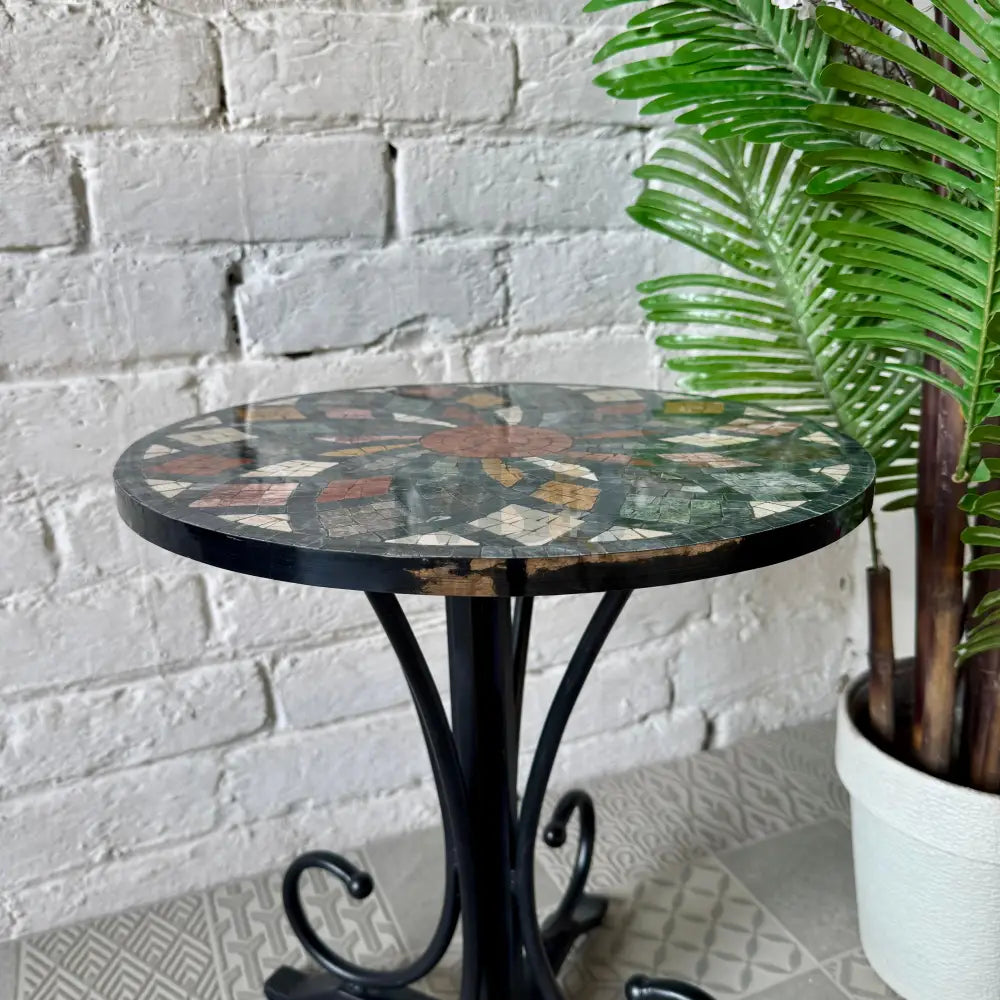 Outdoor Vibrant Multicoloured Stone Coffee Table for Creative Studios 16” x 16” x 20”