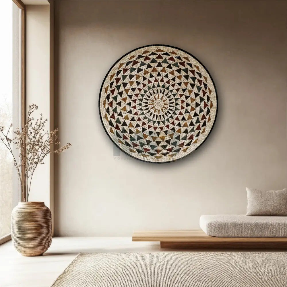 Premium Circular Mosaic Stone Wall Art Unique Interior Decor with Framed Design for Patios Wall Hangings