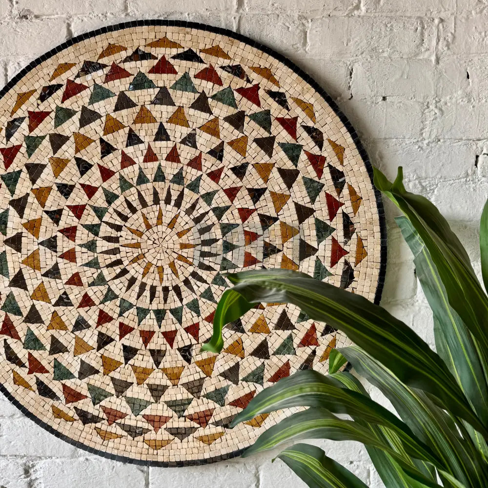 Premium Circular Mosaic Stone Wall Art Unique Interior Decor with Framed Design for Patios Wall Hangings