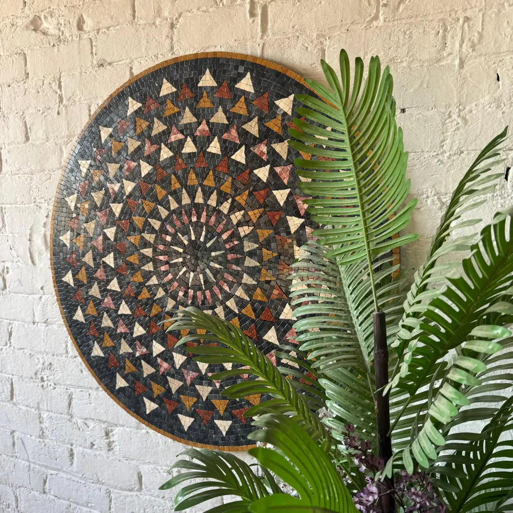 Premium Circular Mosaic Stone Wall Art Unique Interior Decor with Framed Design Wall Hangings