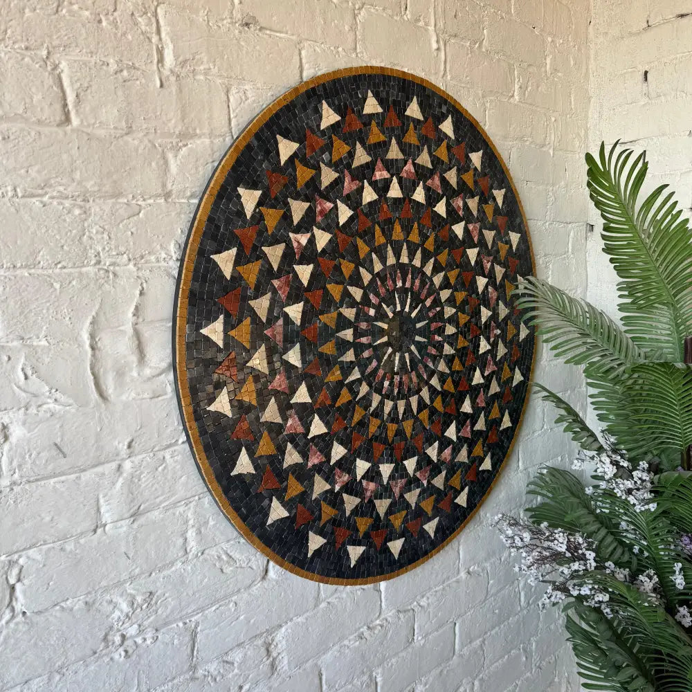 Premium Circular Mosaic Stone Wall Art Unique Interior Decor with Framed Design Wall Hangings