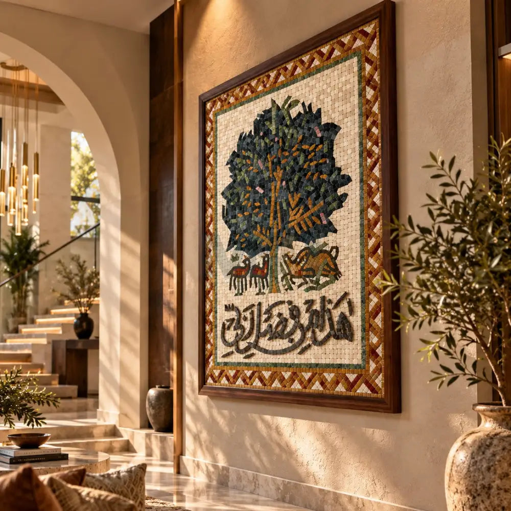 Premium Islamic Mosaic Art – Handmade Natural Stone Islamic Wall Decor - 30’’x42’’ - Wall Hangings