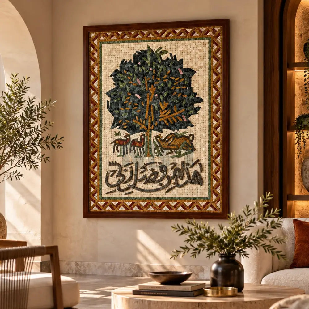 Premium Islamic Mosaic Art – Handmade Natural Stone Islamic Wall Decor - 30’’x42’’ - Wall Hangings