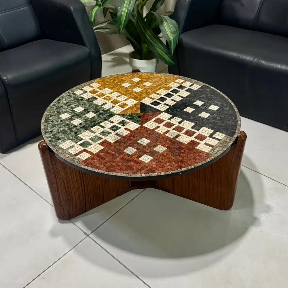 Premium Ludo Mosaic Stone Center Table Artwork 33’’ x 33’’ x 17’’