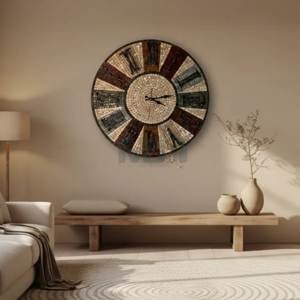 Premium Mosaic Stone Wall Clock - Art in Every Second 24’’